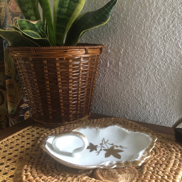 Lefton China Gold Maple Leaf Porcelain Finger Tray #5763 Hand-Painted - Picture 4 of 12